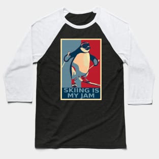 Skiing Is My Jam Funny Penguin Skiing HOPE Baseball T-Shirt